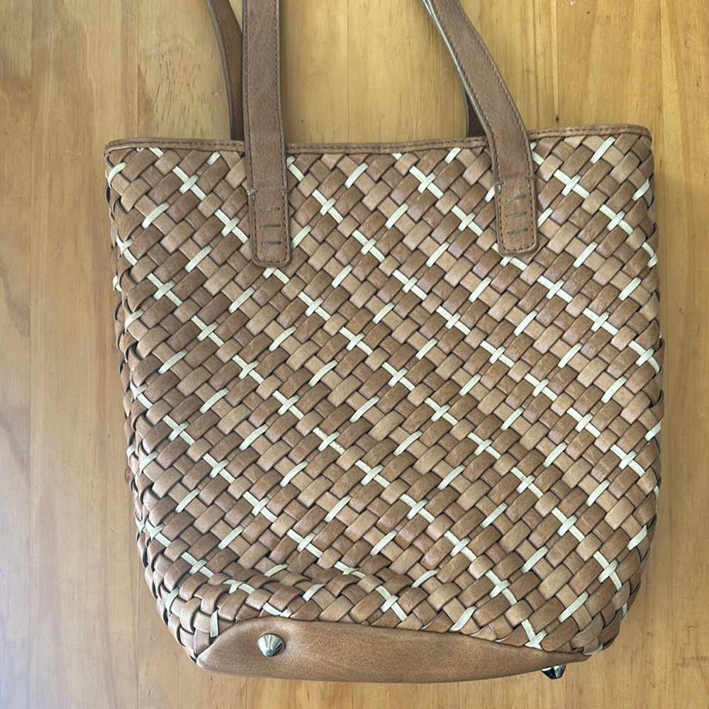 Nine West Tan and Cream Woven Tote Bag - Picture 2 of 14
